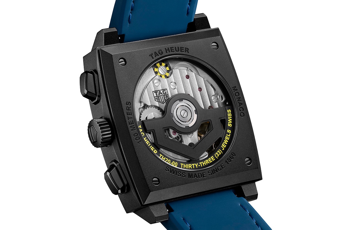 全新TAG Heuer Monaco镂空计时腕表搭载Calibre TH20-00自动上链机芯，确保腕表无可挑剔的精准计时，并具备令人惊艳的80小时动力储存。