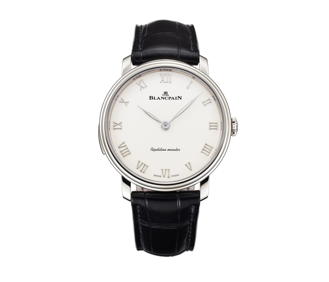 Villeret「龙」三问报时表 18K白金表壳，表径40毫米，蛋白石表盘，全手工装饰独一无二的龙图，时、分、教堂钟声三问报时、活动人偶，332型手动上链机芯，动力储存40小时，蓝宝石水晶玻璃镜面及底盖，防水30米，鳄鱼皮表带，独一无二表款。